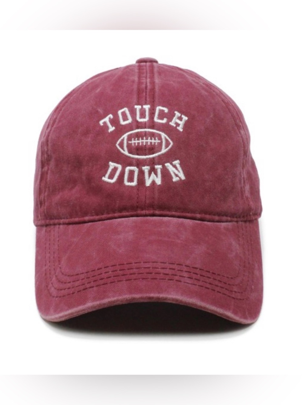 Touch Down Embroidered Baseball Cap Distressed Red